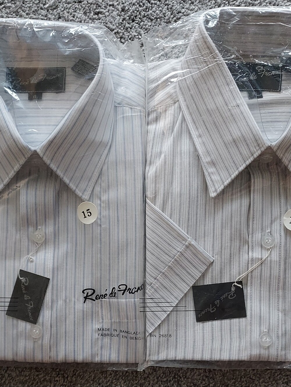 Rene De France Men's Size 15 Neck Short Sleeve Striped Vintage Shirt NWT